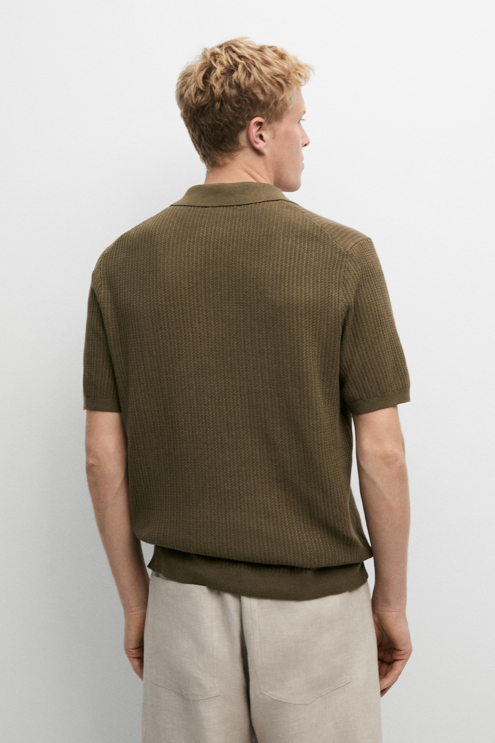 100% cotton textured knit polo sweater